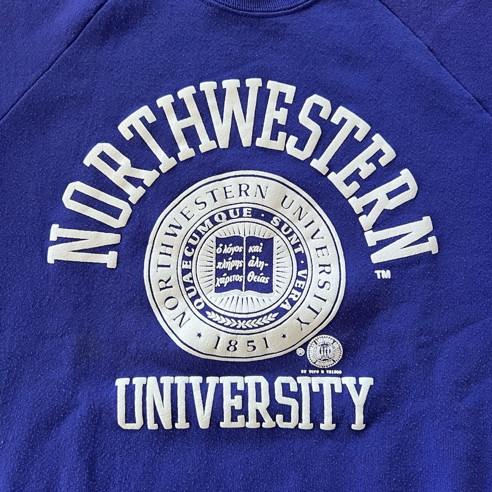 VINTAGE Northwestern University Sweatshirt Sweater Purple White Large Medium